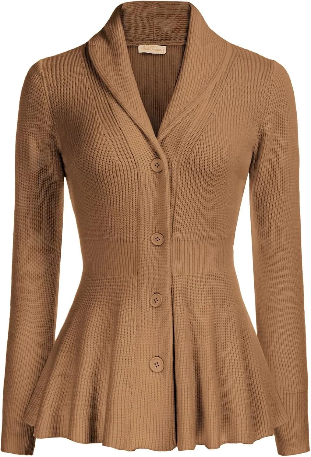 Belle Poque Women Vintage Cardigan Sweater Shawl Lapel Button Down Sweater Outwear Coat