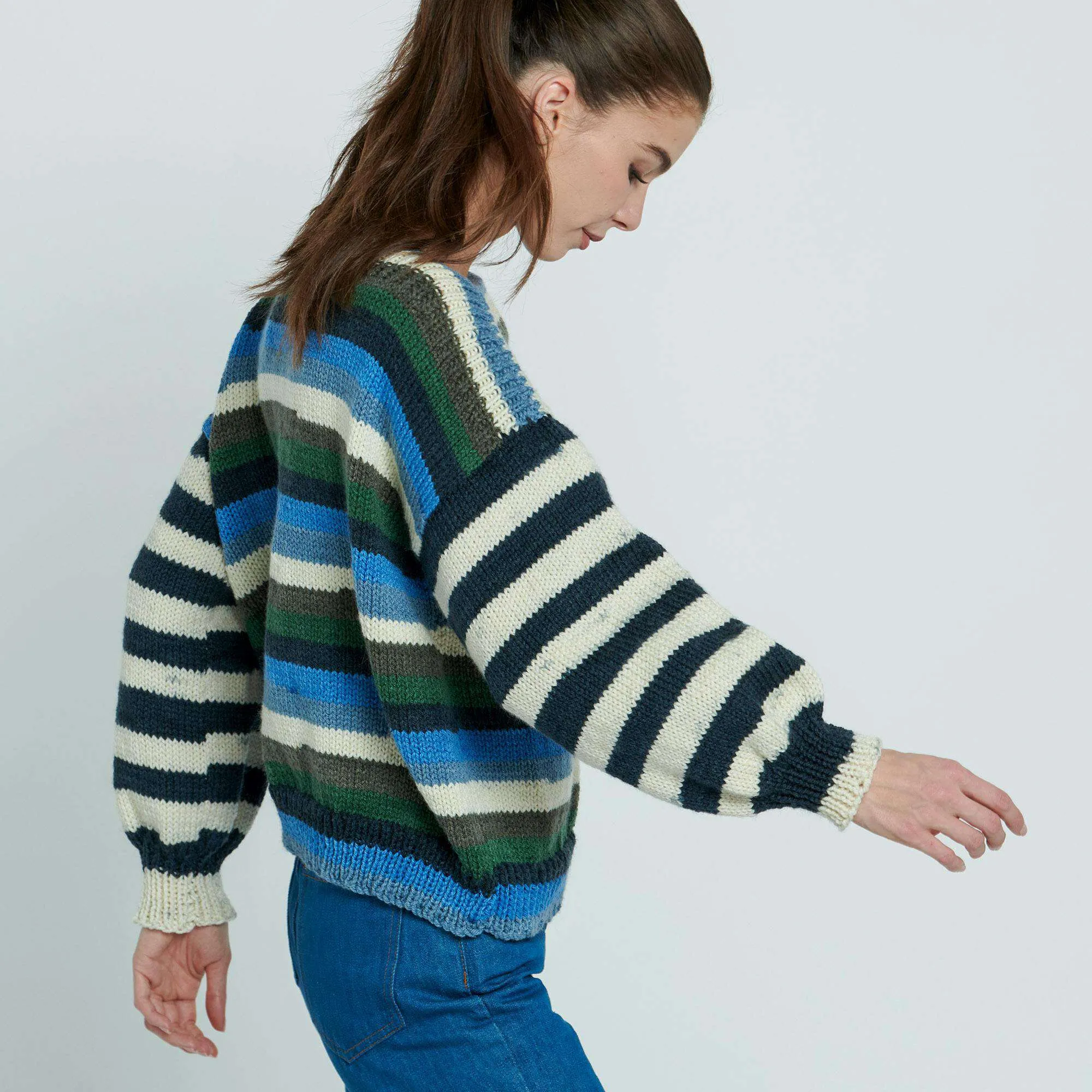 Caron Two Tone Striped Knit Pullover