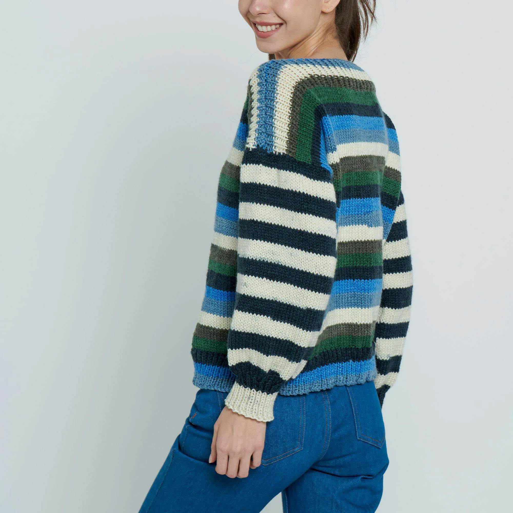 Caron Two Tone Striped Knit Pullover