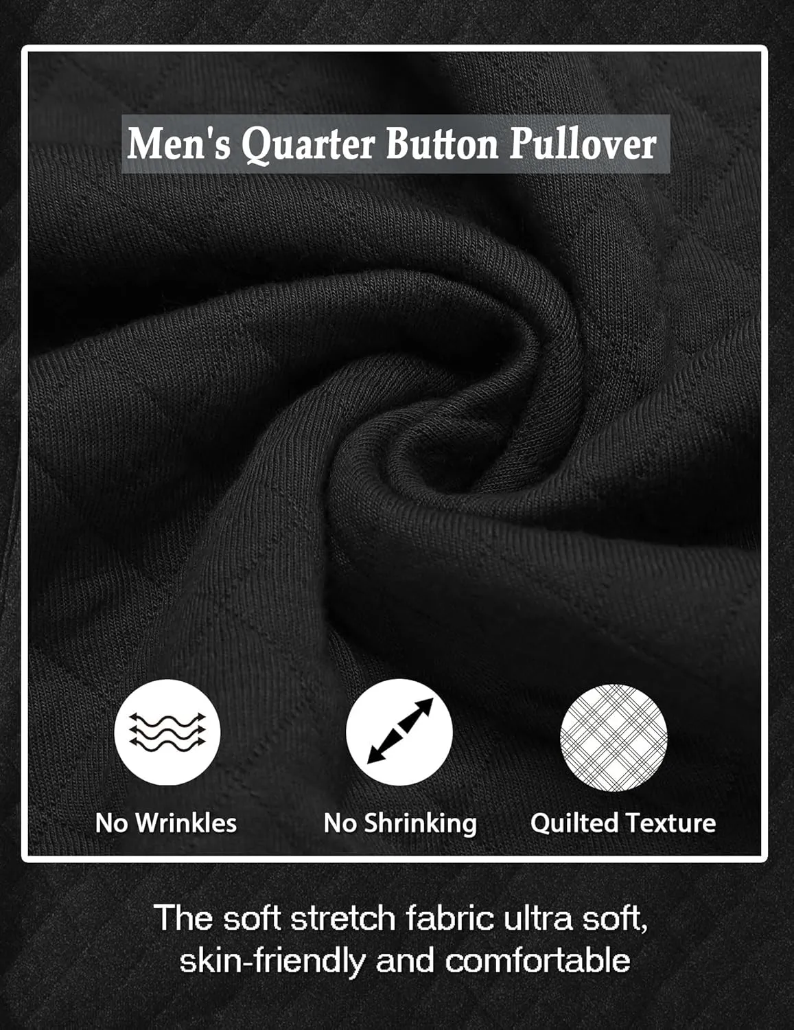 COOFANDY Mens Quarter Sweatshirt Quilted Long Sleeve Mock Neck Active Sweater Waffle Pullover Polo Shirts With Pockets