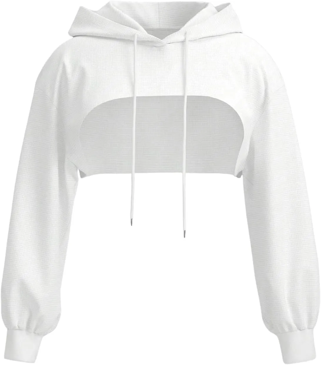GORGLITTER Women's Cropped Hoodie Sweatshirt Long Sleeve Drop Shoulder Super Crop Top Hooded Sweatshirts
