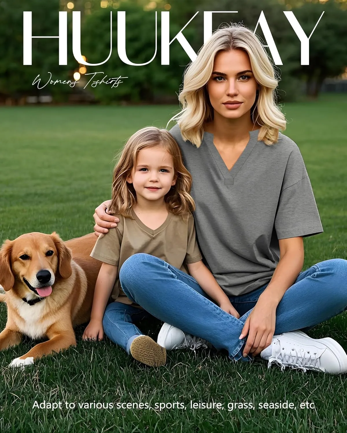 Huukeay 3 Pack Women's Oversized Gym T Shirts V Neck Casual Short Sleeve Side Slits Tops Cotton Workout Baggy Basic Tees