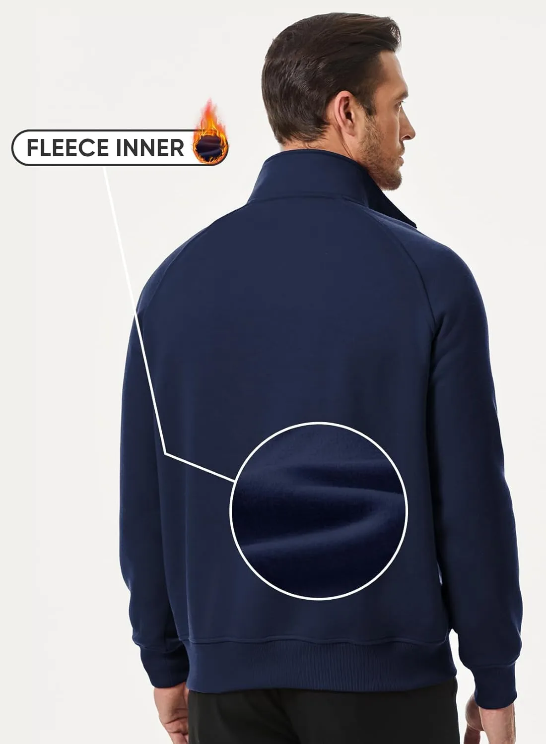 JMIERR Men's Quarter Zip Pullover Heavy Sweatshirts Warm Fleece Sweatshirt Polo Shirt with Pockets