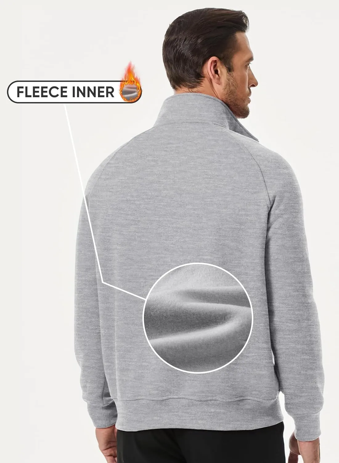JMIERR Men's Quarter Zip Pullover Heavy Sweatshirts Warm Fleece Sweatshirt Polo Shirt with Pockets