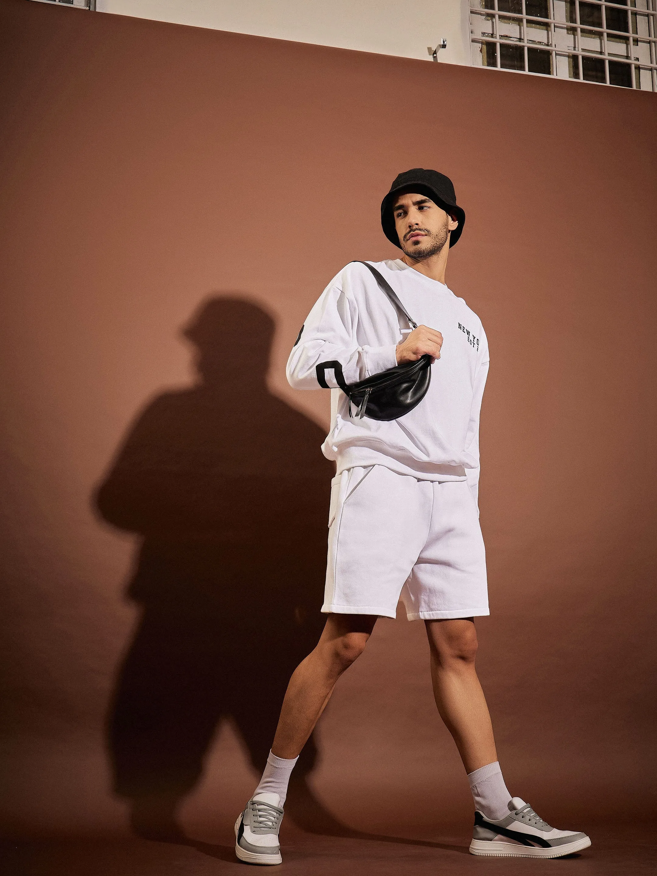 Men White CHICAGO Oversized Sweatshirt