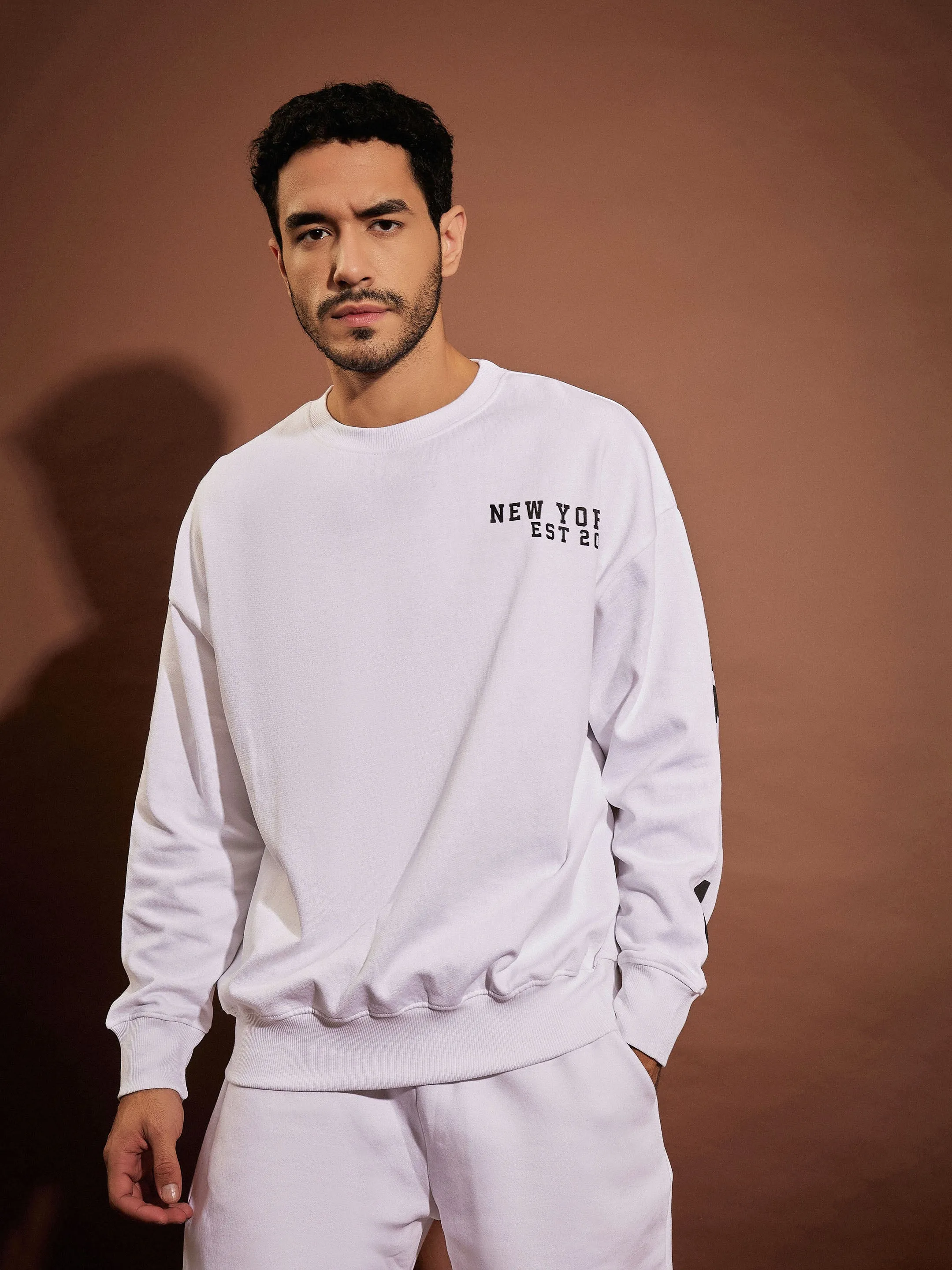 Men White CHICAGO Oversized Sweatshirt