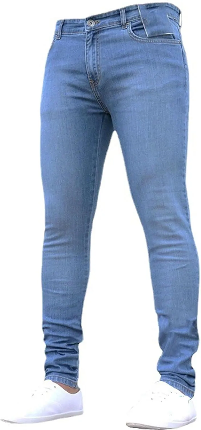 Men's Skinny Jeans Stretch Tapered Leg Slim Fit Denim Pants Taper Skinny Fit Stretch Denim Pants