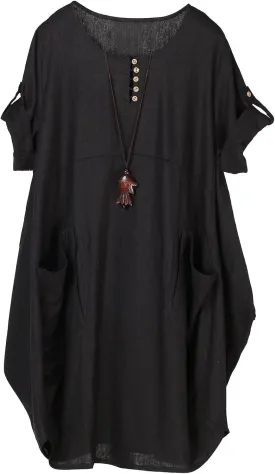 Minibee Women's Ruffle Oversize Casual Midi Dresses with Pockets