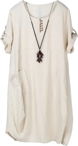 Minibee Women's Ruffle Oversize Casual Midi Dresses with Pockets