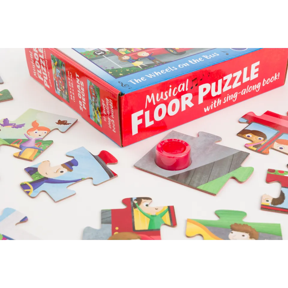 Musical Floor Puzzle with Sing-Along Book: Wheels on the Bus
