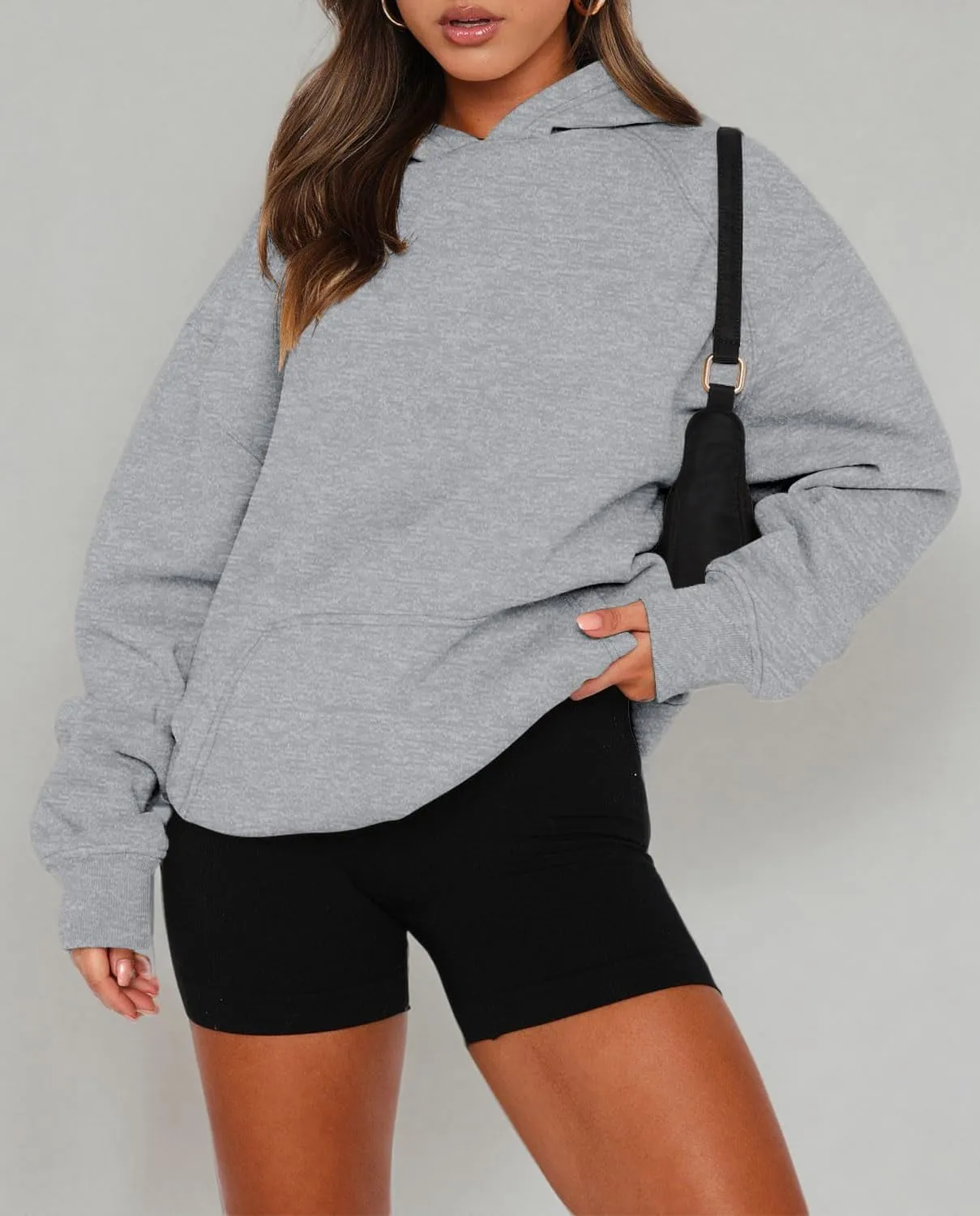 onlypuff Women Pullover Sweatshirt Long Sleeve Hoodies Kangaroo Pocket Fleece Basic Sweater