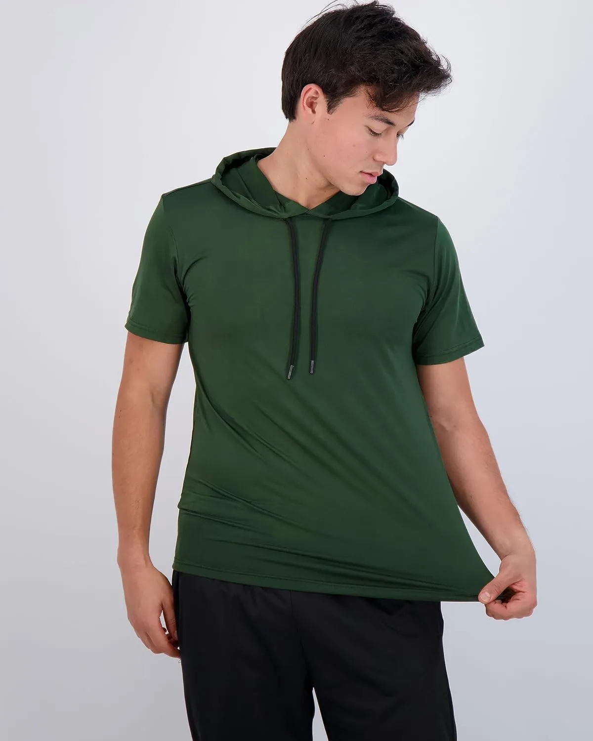 Real Essentials 3 Pack: Men's Dry Fit Short Sleeve Active Athletic Hoodie Pullover Sweatshirt (Available in Big & Tall)