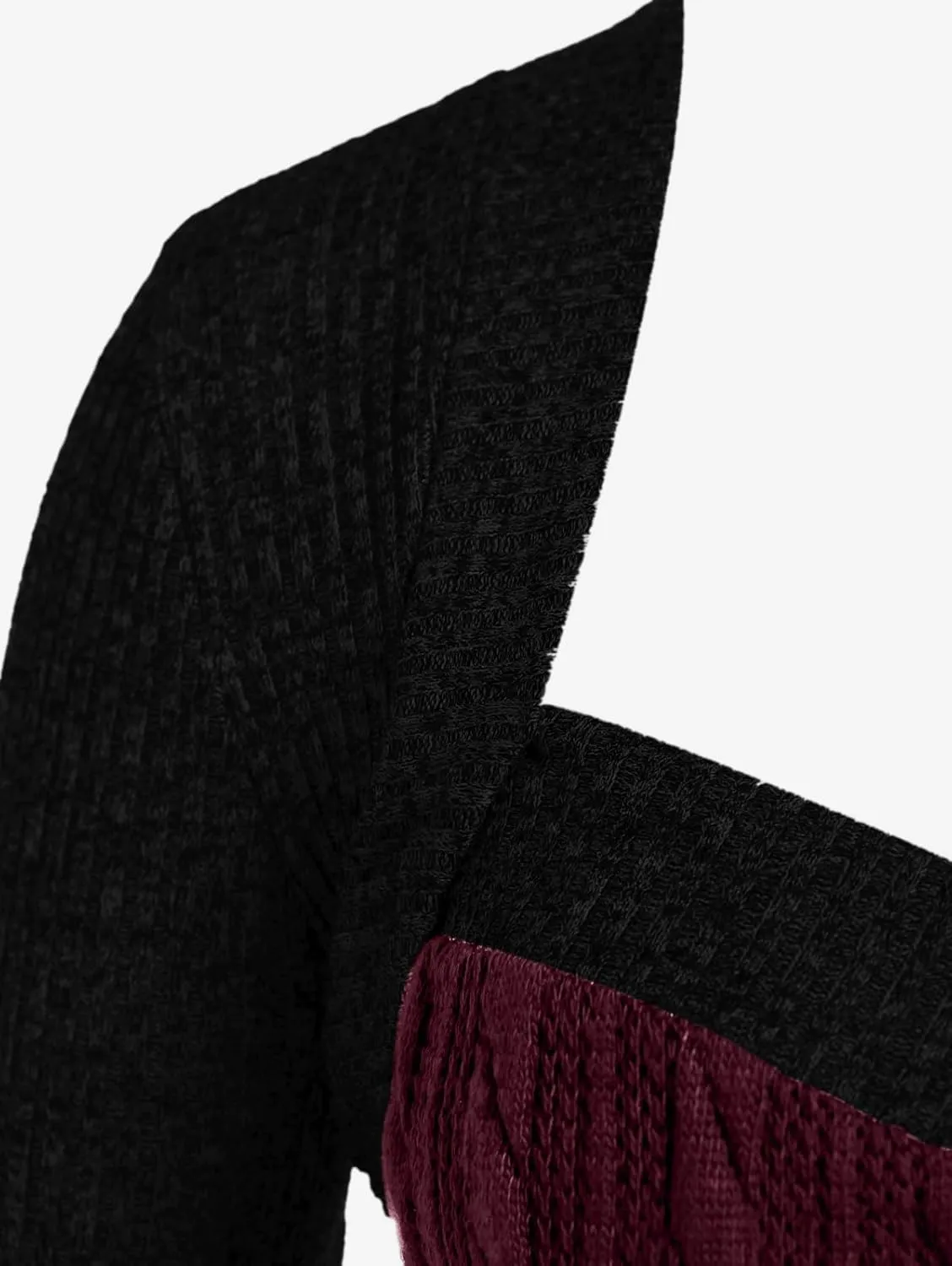 ROSE GAL Rosegal Women Plus Size Sweetheart Neck Two Tone Bodycon Long Sleeve Cable Knit Ribbed Mini Sweater Dress