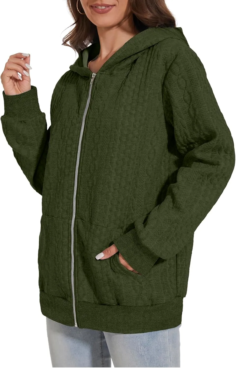 TBA Zip Up Cardigan Sweatshirts for Women Long Sleeve Lightweight Hoodie Oversized Casual Hoodies Sweater Fashion Jackets
