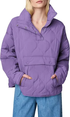 Yousify Womens Puffer Jackets Pullover Quilted Lightweight Jacket Long Sleeve Half Zip Up Coat with Pocket S-2XL
