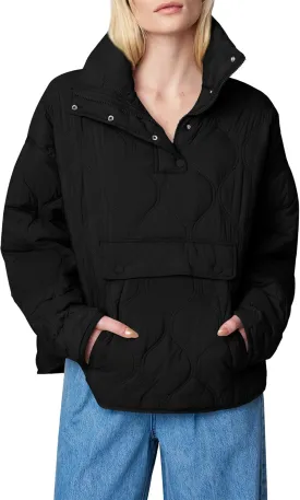 Yousify Womens Puffer Jackets Pullover Quilted Lightweight Jacket Long Sleeve Half Zip Up Coat with Pocket S-2XL